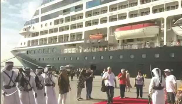 Cruise ship docks at Doha Port