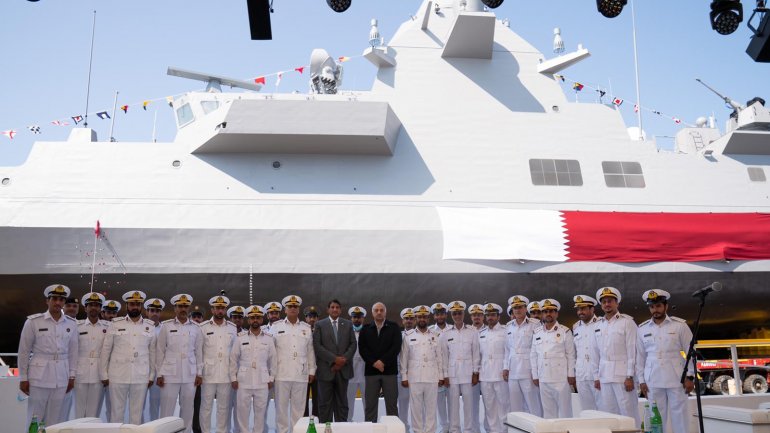 Deputy Prime Minister and Minister of State for Defense Affairs participates in inauguration ceremony of Al Zubara Corvette, Msheireb vessel in Italy
