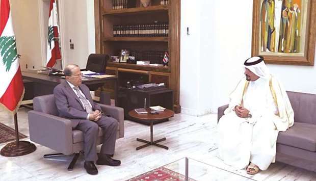 Lebanese president meets Qatar's ambassador