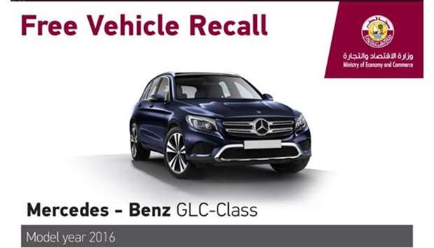 Mercedes Benz GLC-Class model of 2016 recalled