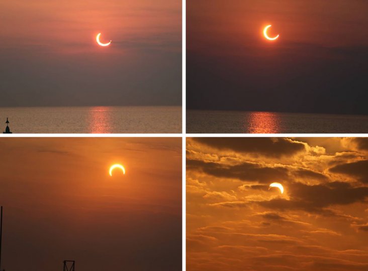 Moon covers sun in a rare solar eclipse over Qatar sky