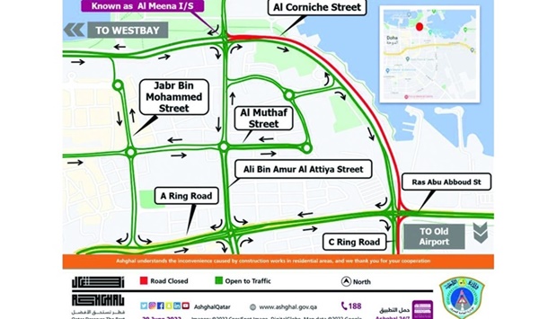 Partial closure on Corniche Street for two days