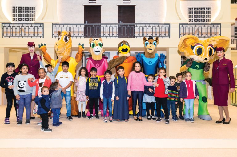 Qatar Airways cabin crew surprises children at DIBF with Oryx Kids Club gifts
