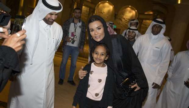 Sheikha Moza attends Drones Show at Katara