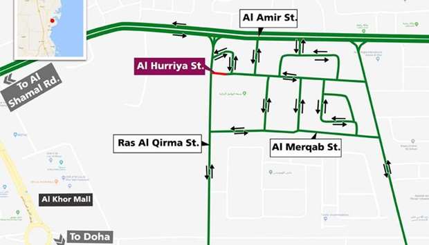 Temporary closure on part of Al Hurriya Street in Al Khor