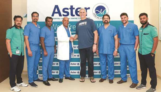 Total knee replacement surgery performed at Aster Hospital