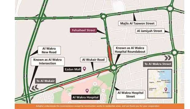 Traffic shifts to two lanes on Al Wukair Road